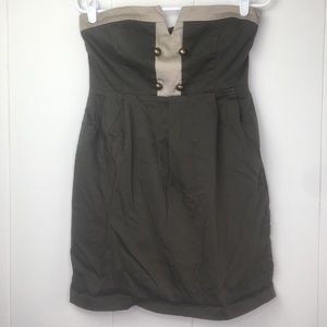 7 Military Brass Button Bustier Bodycon Dress